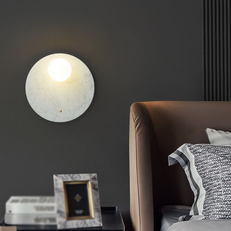 Nordic Style Marble Wall Light Geometric 1 Light Wall Sconce with Glass for Bedroom