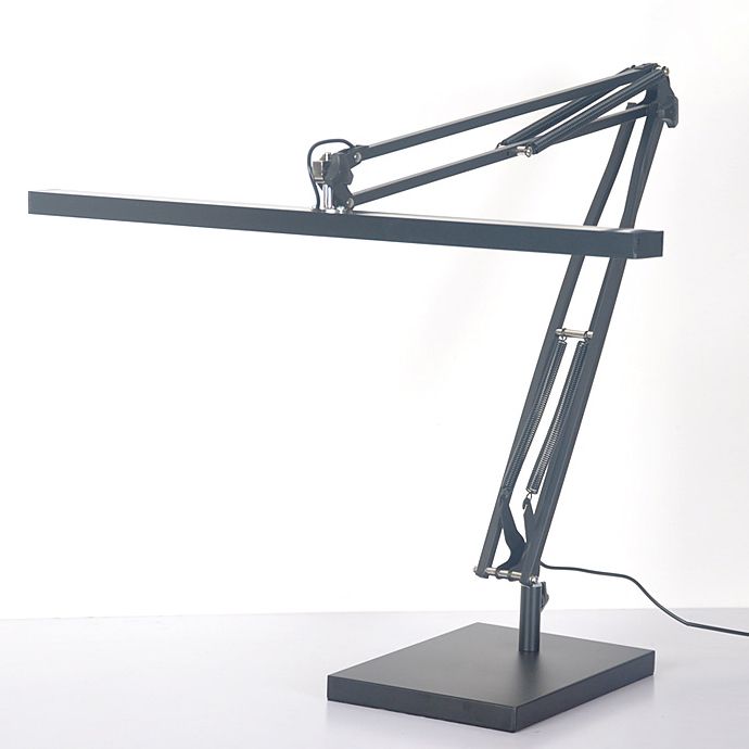 Linear Night Table Lamp Modern Style Metal 1 Light Nightstand Lamp in Black