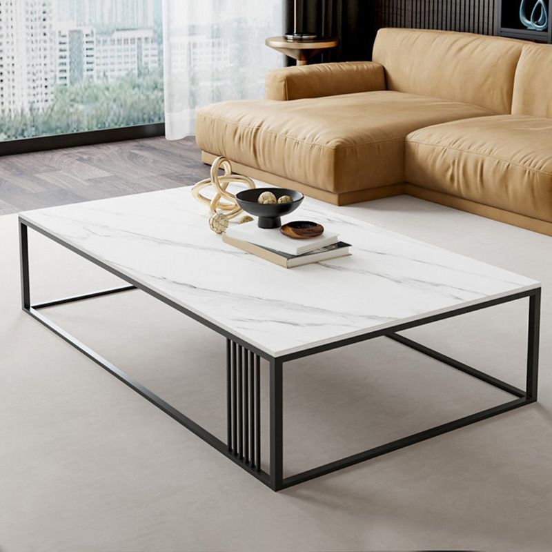 Modern Slate/steel Rectangle Coffee Table 1 Single Cocktail Table for Living Room