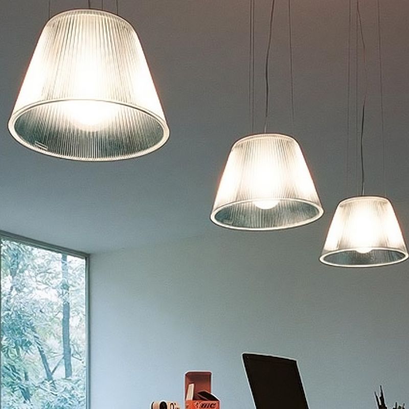 Contemporary Conical Pendant Light Clear Glass 1 Bulb Living Room Suspended Lighting Fixture