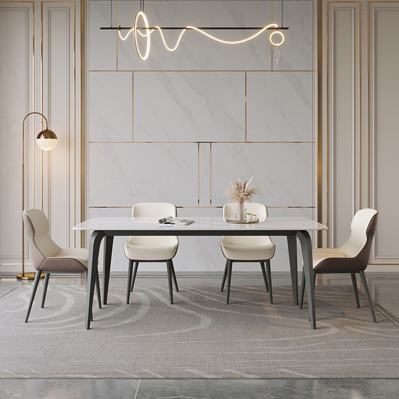 Mid-Century Dining Room Table Rectangle Stone Dinette Table for Kitchen