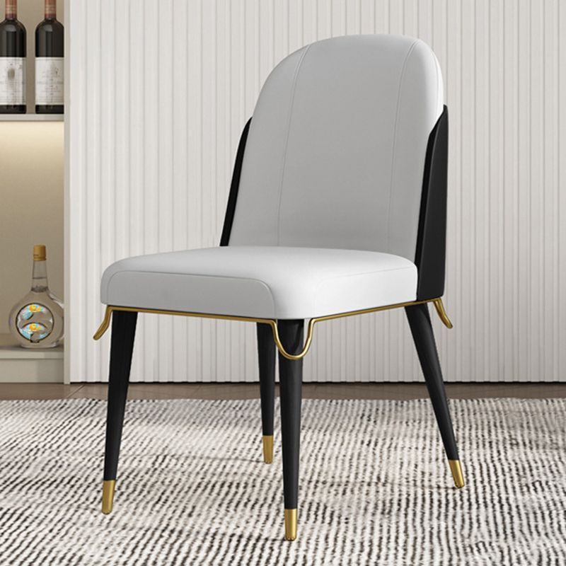 Contemporary Parsons Dining Chairs Faux Leather Armless Dining Chairs for Home