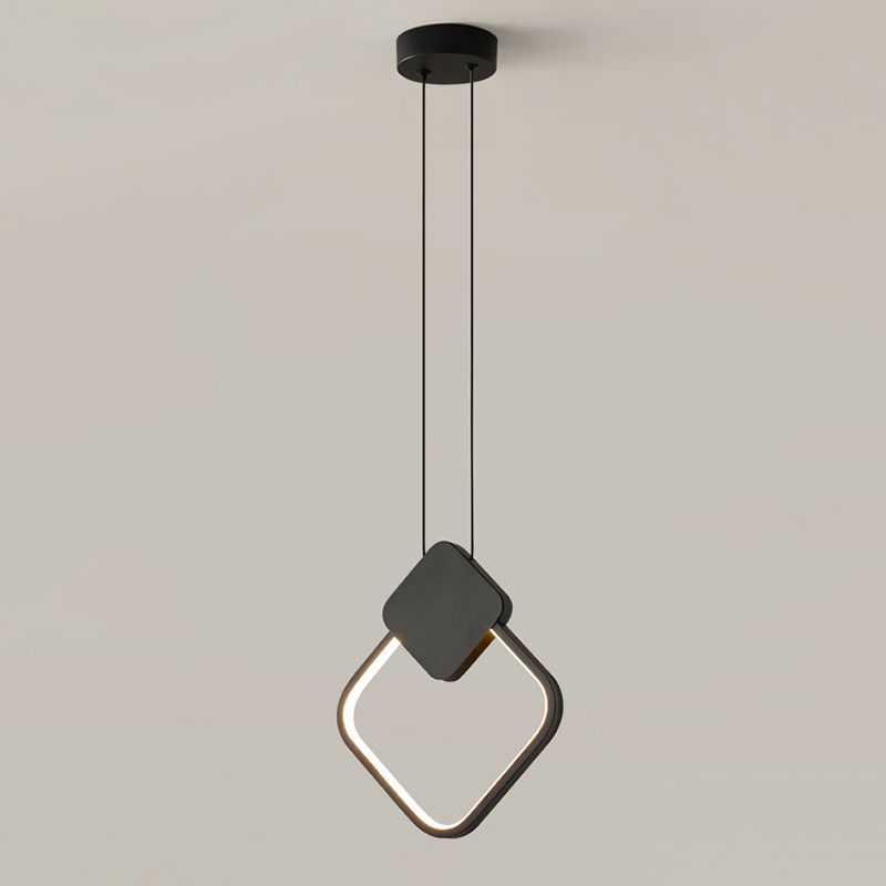 Modern Minimalist Style Cord Hung Hanging Pendant Lights Metal Pendant Light in Black Finish