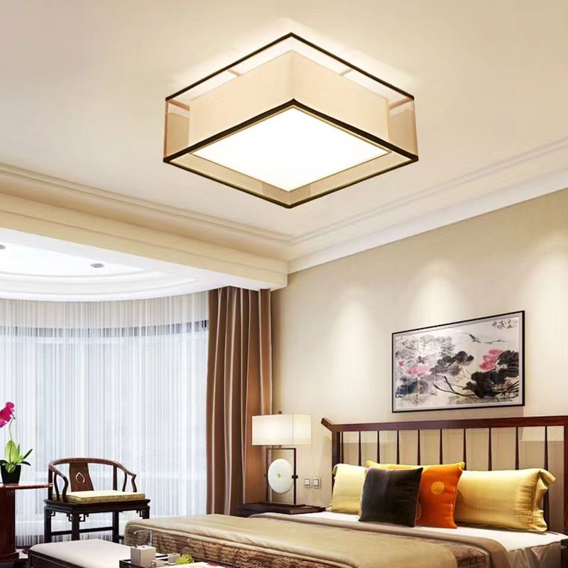 Brown Fabric Ceiling Light Multi Lights Ceiling Mount Light for Living Room