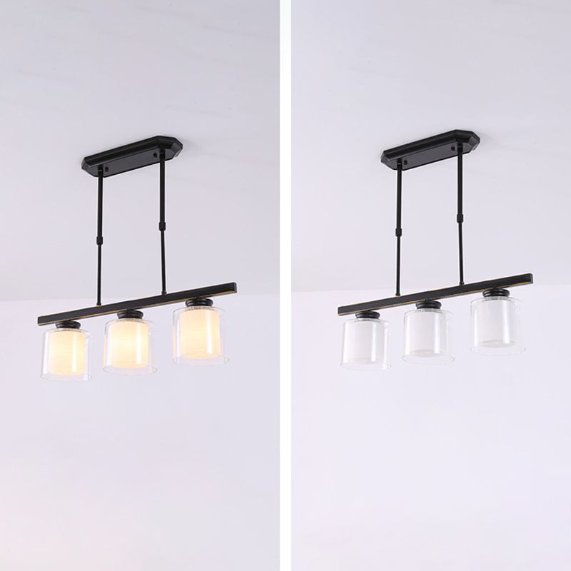 Cilíndrico de techo de la isla de vidrio lámparas de comedor industrial lámparas de la isla