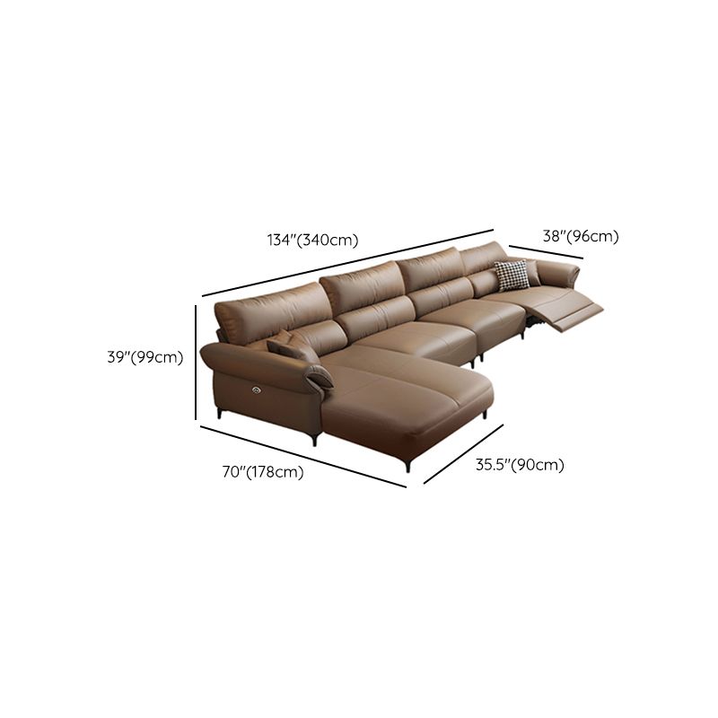 Pillow Top Arm Power - Push Button Scratch Resistant Genuine Leather Sofa