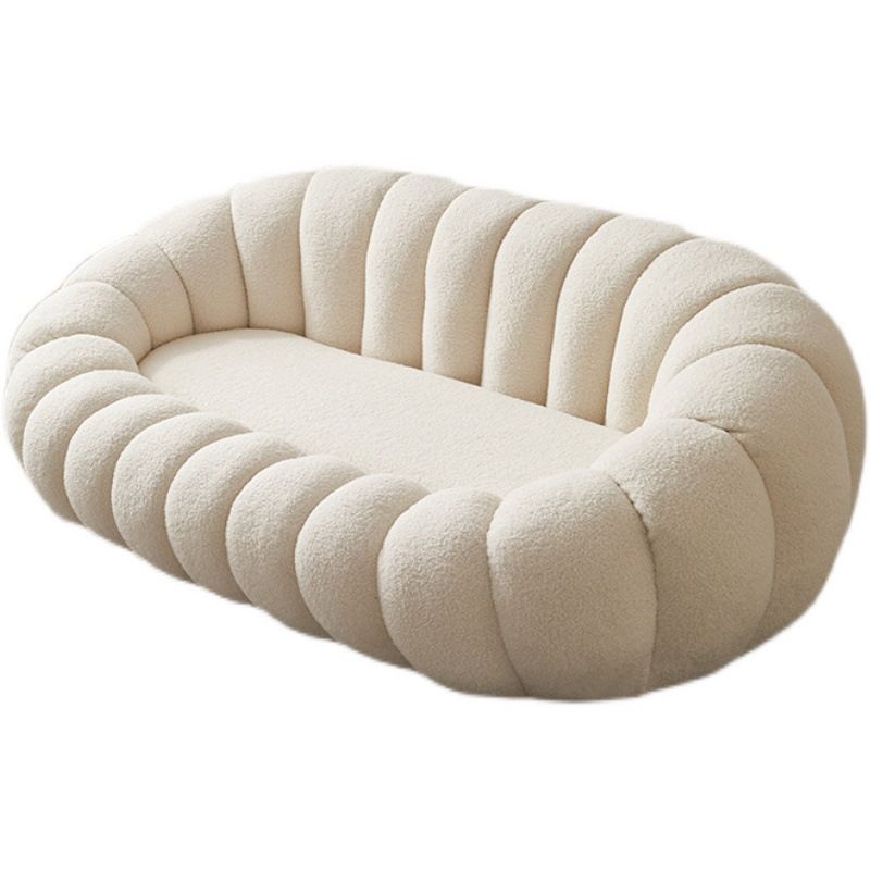 2 Seater 27.5"H Microfiber / Lamb Fleece Sloped Arm Sofa for Living Room