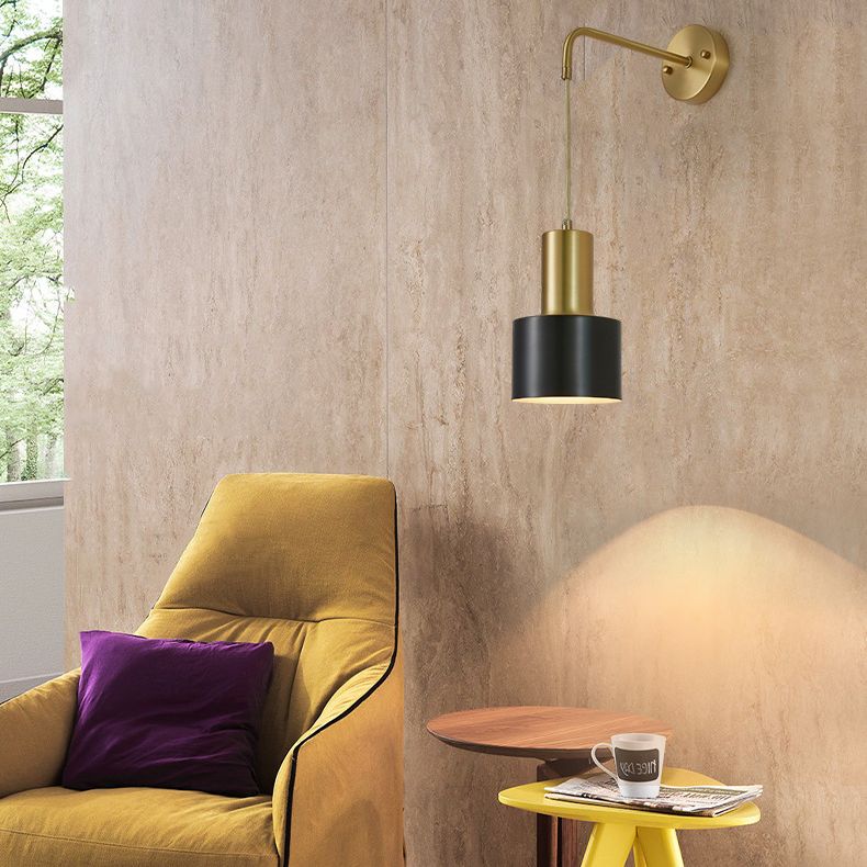 Luci a muro metallici cilindici Lampade a parete moderna a 1 luci per soggiorno