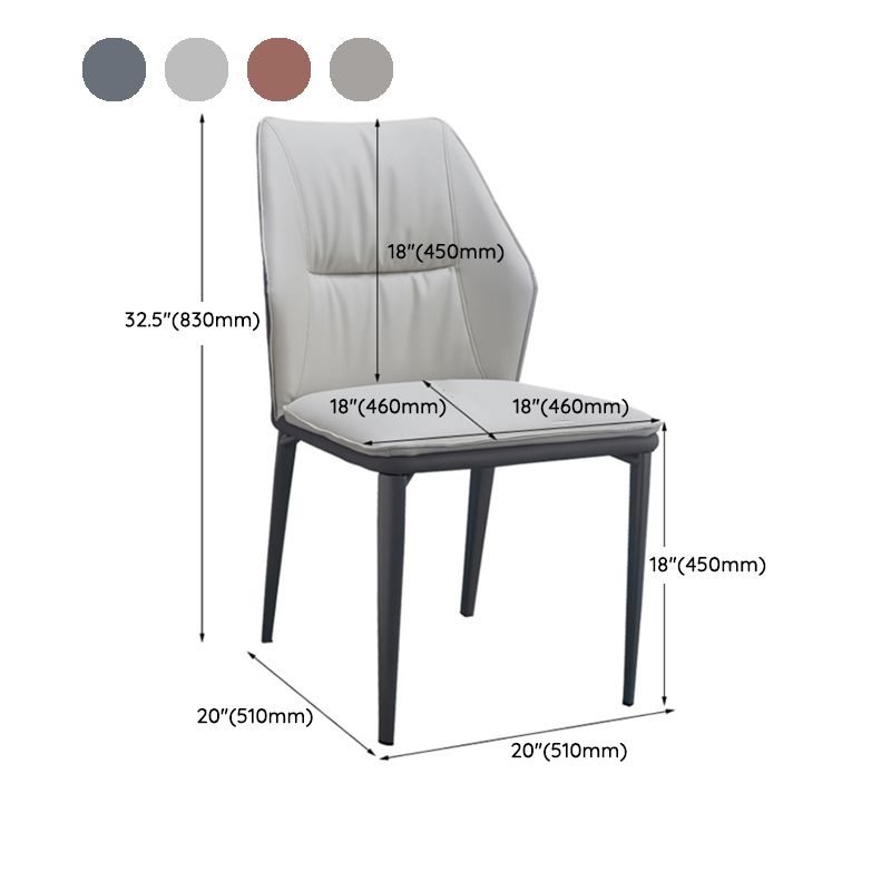 Modern Simple Side Chair Faux Leather Dining Chair with Metal Base for Living Room