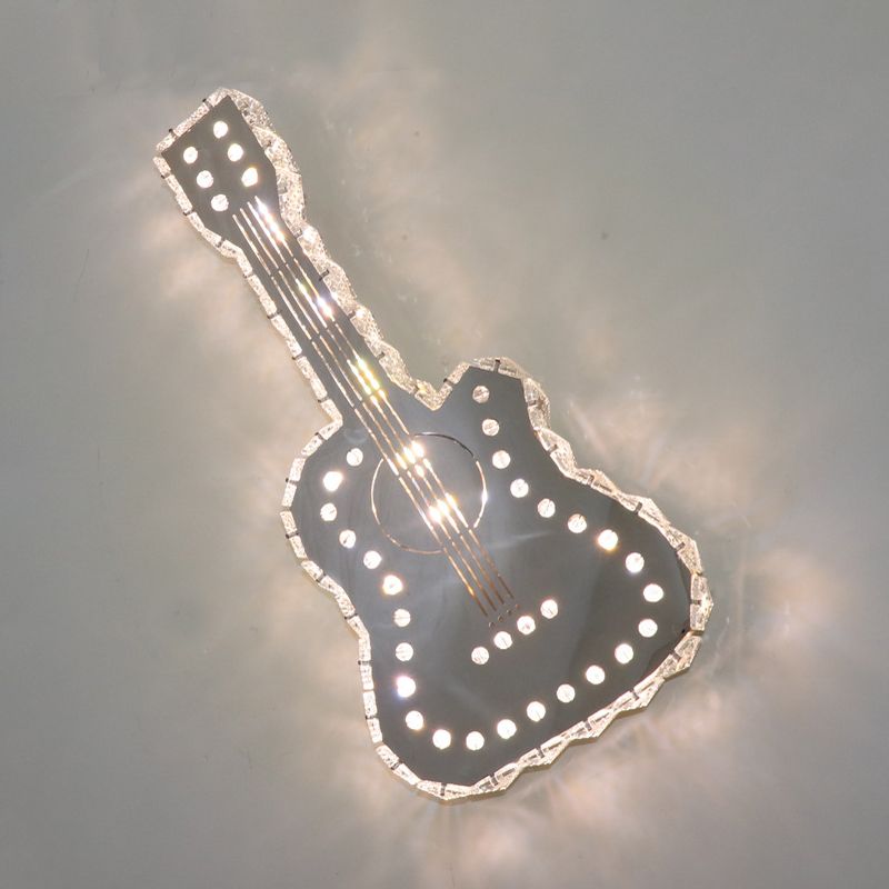 Guitar Bedchamber Wall Lamp Modern Clear K9 Crystal Blocks LED Gray Surface Wall Sconce