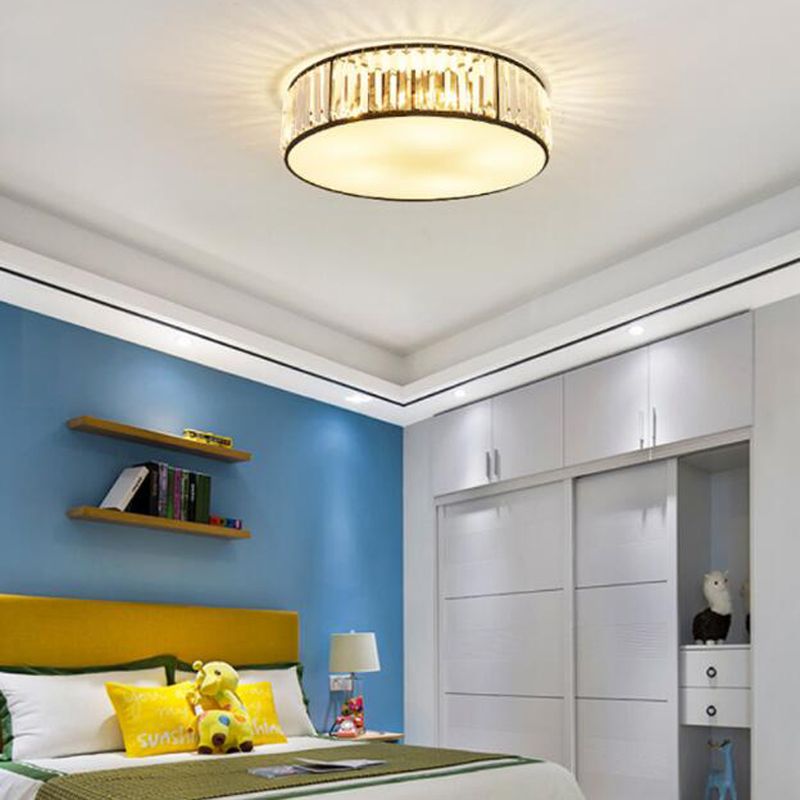 Soporte de techo de LED de cristal cilíndrico en estilo conciso moderno Luz de techo de hierro forjado con sombra acrílica