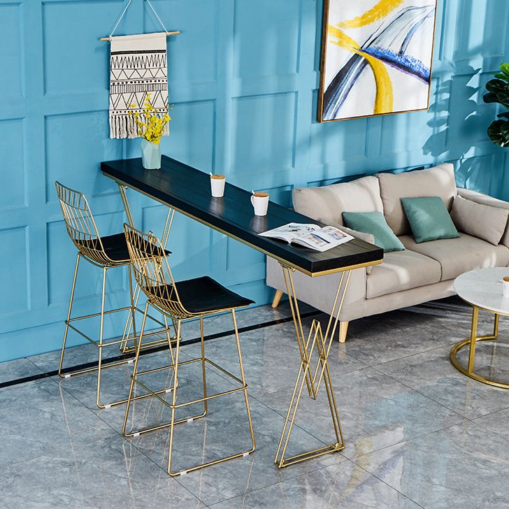 Traditional Luxury Solid Wood Table Gold and Metal Base Bar Table