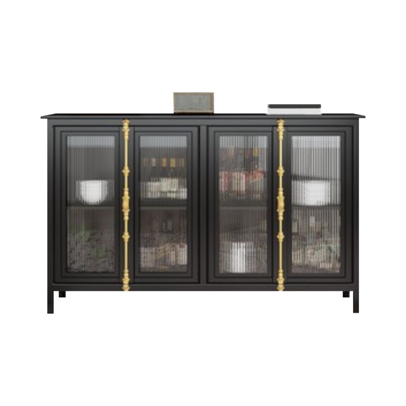 Contemporary Display Stand Metal Glass Doors Curio Cabinet with Doors