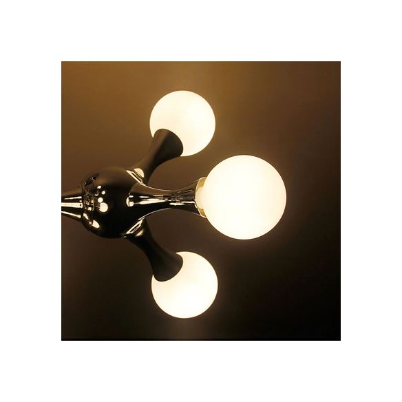 Molecular Semi Flush Light Nordic Style Frosted Glass 3 Lights Ceiling Mounted Light in Chrome/White for Living Room