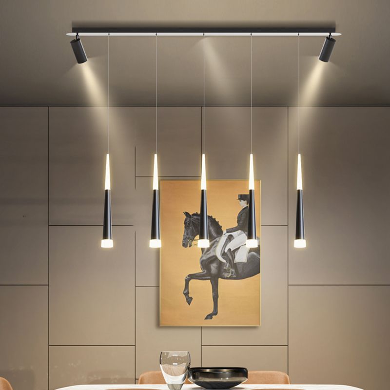 Torch-shaped LED Island Light with 360° Adjustable Spotlight Design Dining Room Lighting Fixture