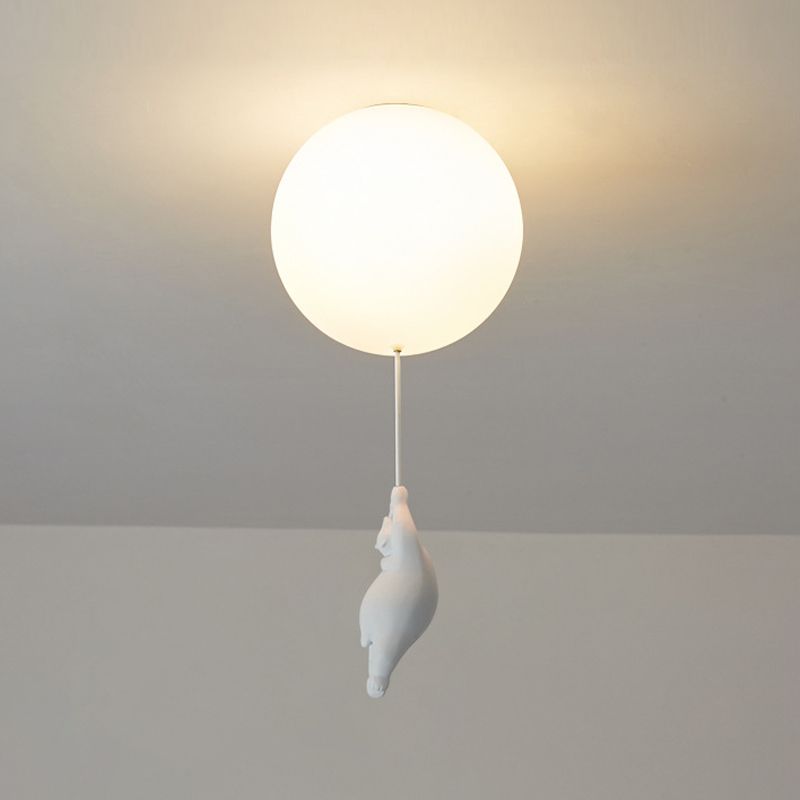 Contemporary Bear Ceiling Lamp Acrylic Shade Flush Mount Light Fixture