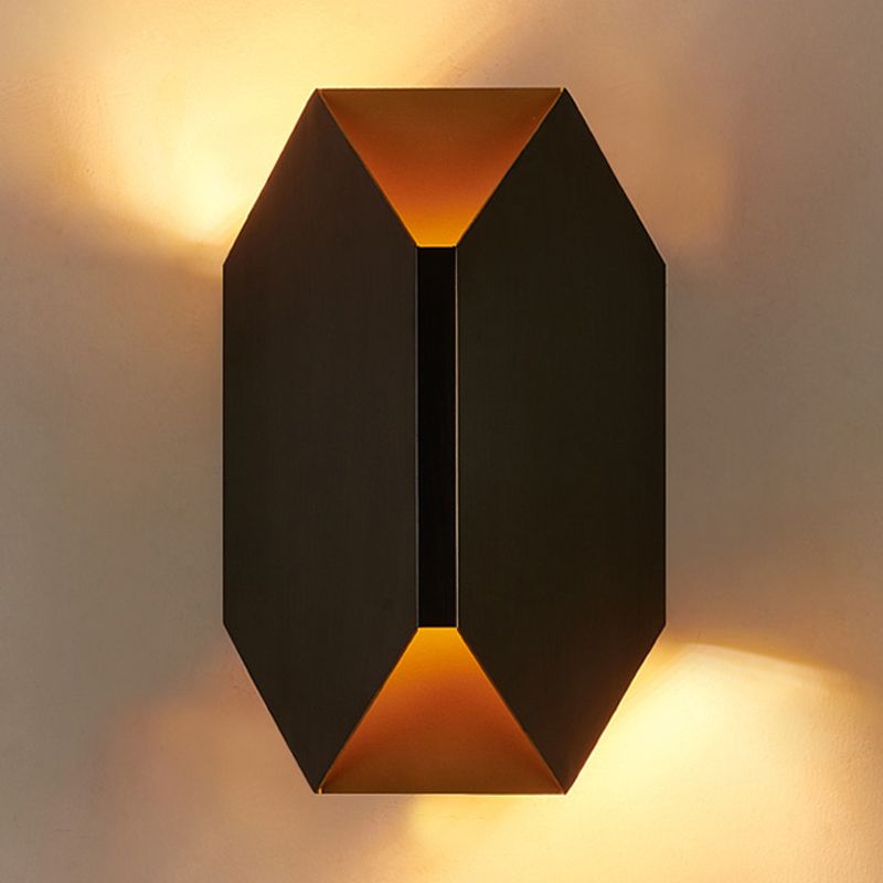 Lámpara moderna de 1 pared ligera lámpara de pared LED geométrica negra con sombra de metal