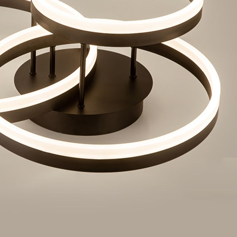 LED Circle 2 / 3 - Light Semi Flush Mount Metal and Acrylic Black Ceiling Semi Flush