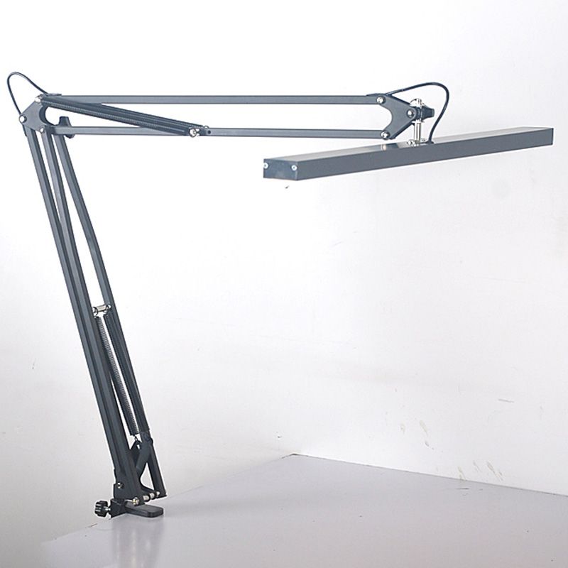 Moderne stijl lineaire nachttafellamp metaal 1 licht nachtkastje lamp in zwarte afwerking