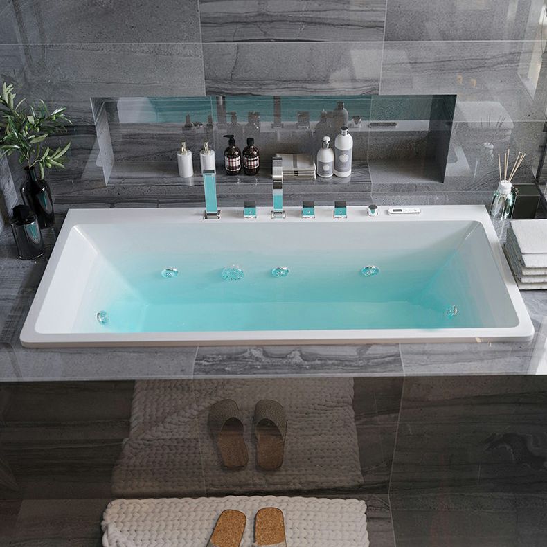 Drop in Rectangular Bath Acrylic White Jets Included Modern Bathtub