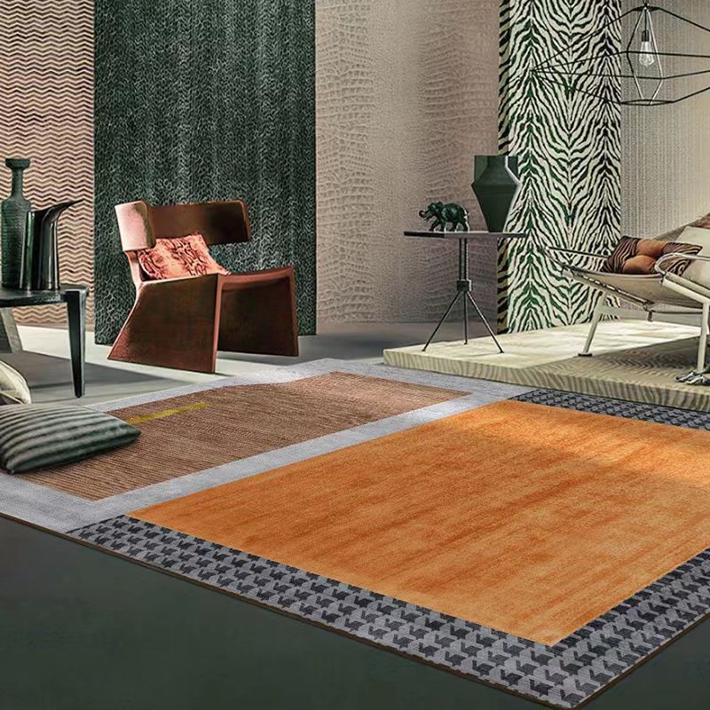 Orange Contemporary Carpet Polyester Striped Carpet Washable Carpet for Living Room