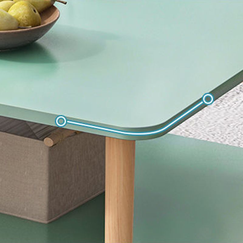 Modern Wooden Coffee Table with 4 Natural Wooden Legs and Storage