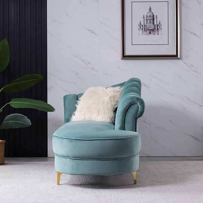 Luxury Style Velvet Chaise Lounge Bedroom Rolled Arms Chaise