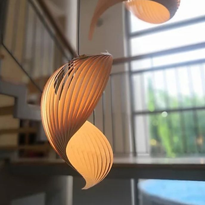 Lumo a sospensione in legno a forma di conchiglia Lampada sospesa per la caffetteria