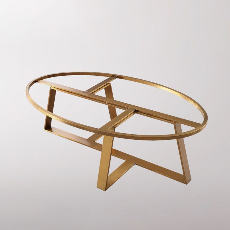 Marble Oval Coffee Table Metal Frame Abstract Cocktail Table