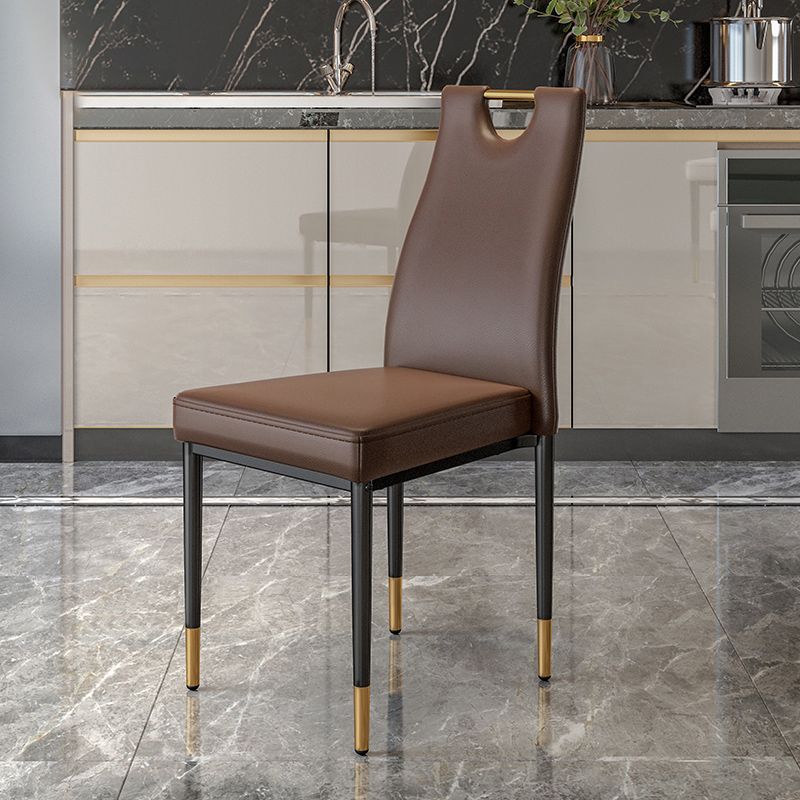 Scandinavian Style Upholstered Armless Dining Chairs Solid Back Side Chair for Home