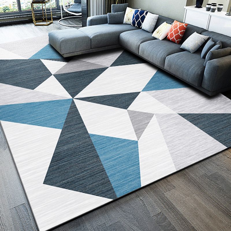 Multicolor Simplicity Area Carpet Polyester Triangle Print Indoor Rug Anti-Slip Backing Carpet for Living Room