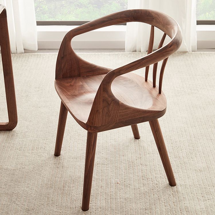 Contemporary Style Open Back Solid Wood Dining Arm Chair for Home