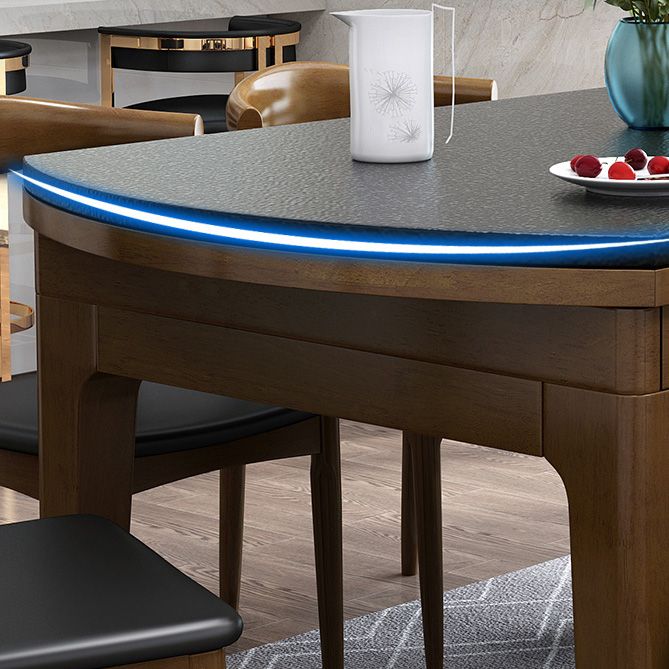 Modern Stone Scalable Dining Table Rubber Wood Legs for Dining Room