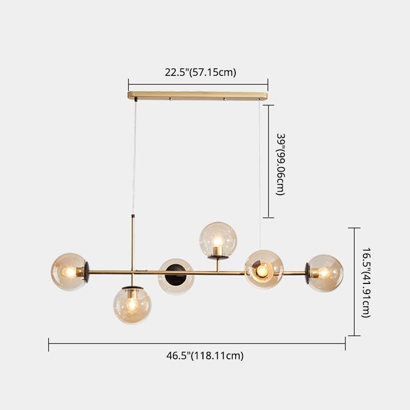 Minimalist-Style Orb Island Lighting Fixture Glass Dinning Room Island Pendant Light