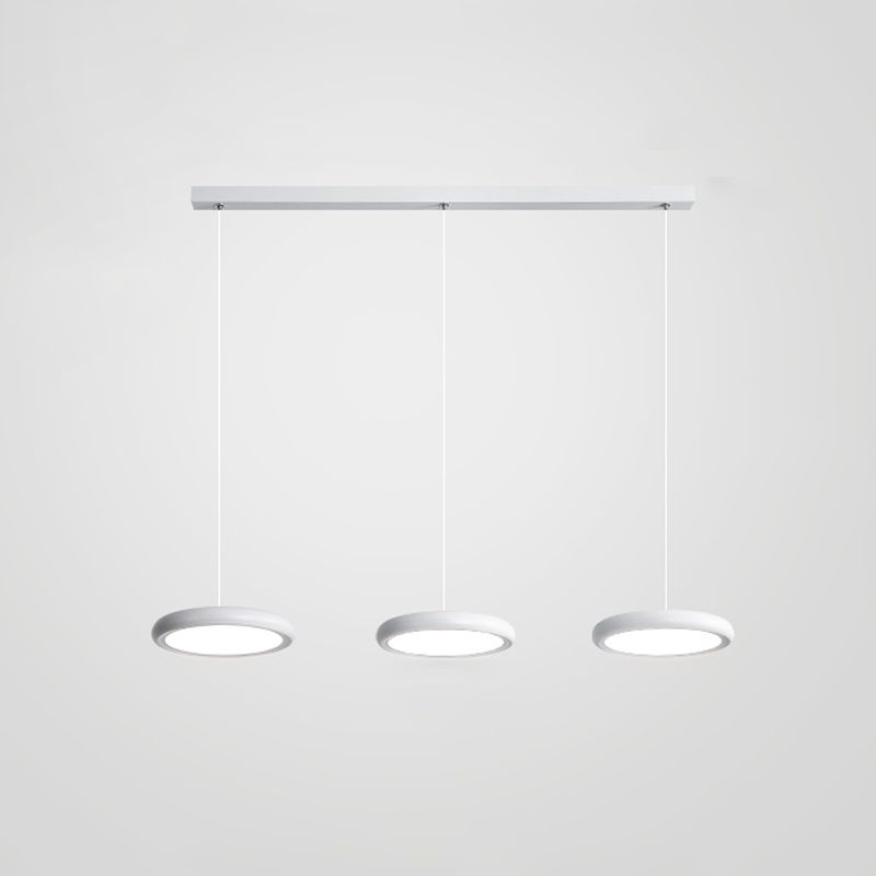 Modern Minimalist LED Pendant Light Frosted Aluminium Circular Hanging Lamp with Acrylic Shade