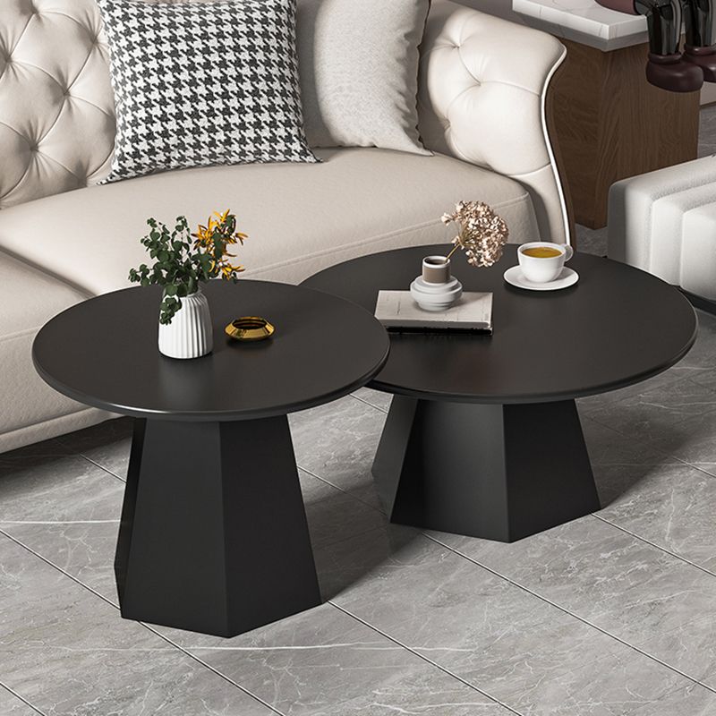 Round Metal Coffee Table Set Pedestal Simple Cocktail Table for Living Room