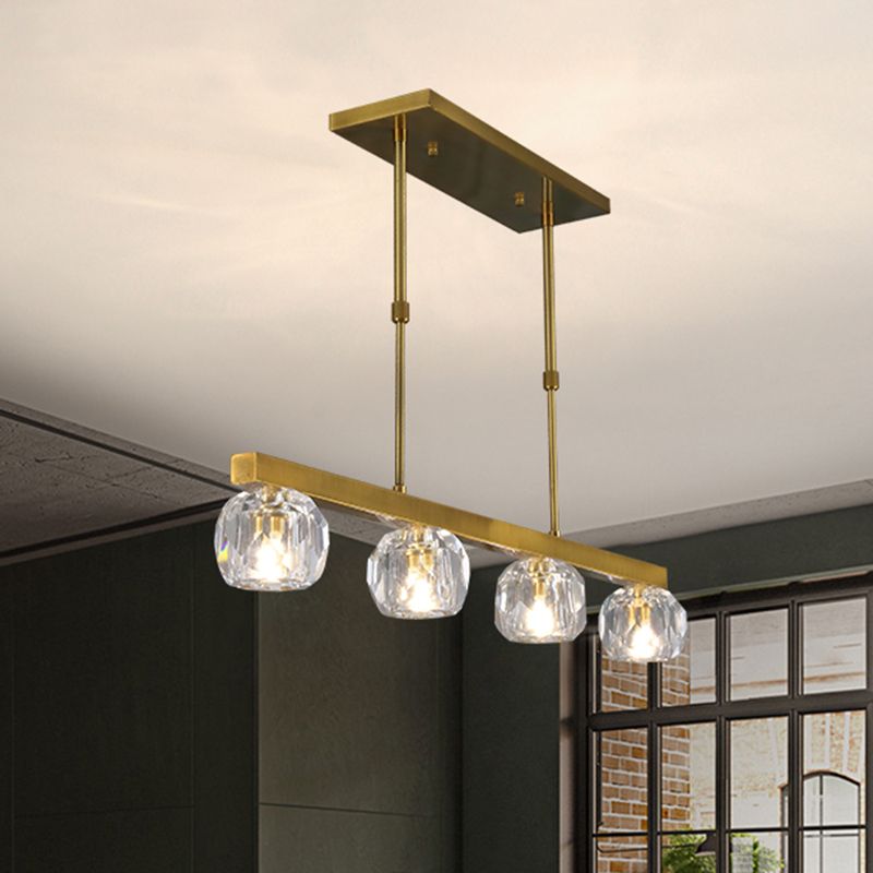 FACKET Crystal Sphere Island Pendant Light Minimalist 3/4 Luci Kit lampada appesa in oro con design lineare