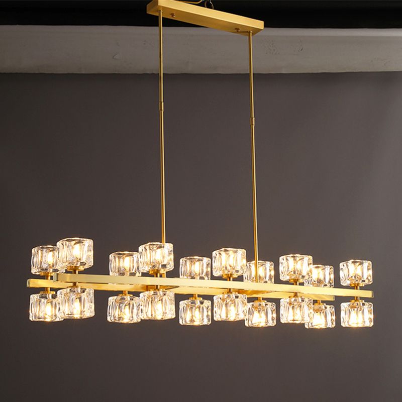 Contemporary Island Light Fixture Crystal Cube Island Lights for Kitchen