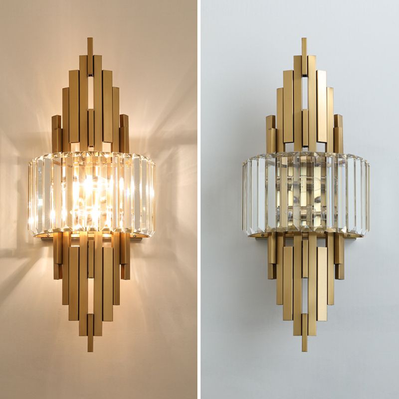 2 luci Lampada da parete in cristallo interno Strisce di metallo in metallo Stripsponi di scarico in oro