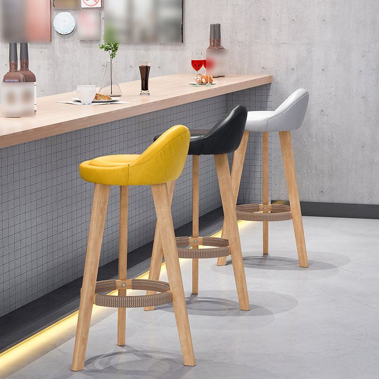 Scandinavian Upholstered Footrest Barstool Matte Finish Wood Bristol Stool