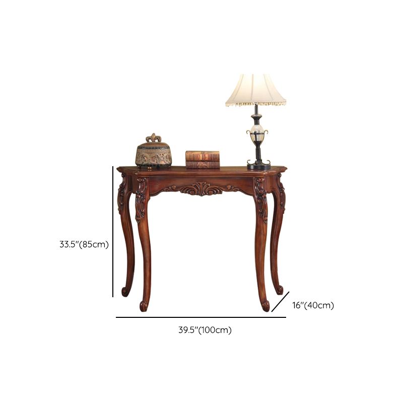 Free Form Shape Contemporary Console Table in Brown Wood Console Sofa Table