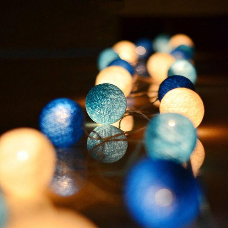 Colorful Globe LED Festive Lights in Modern Artistic Style Cotton Ball Indoor String Lights