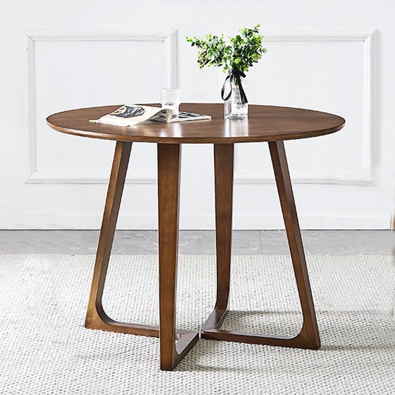 Simple Walnut Ash Dining Table Double Solid Wood Pedestal Home Table