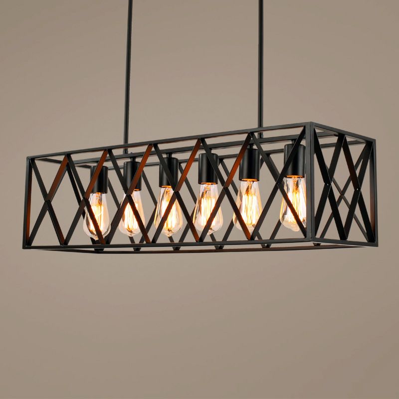 Rectangle Island Chandelier Lights Industrial Metal Chandelier Lighting Fixtures for Dining Table