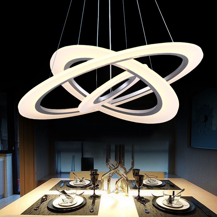 Luz de suspensión LED de estilo colgante de colgante circular de plata