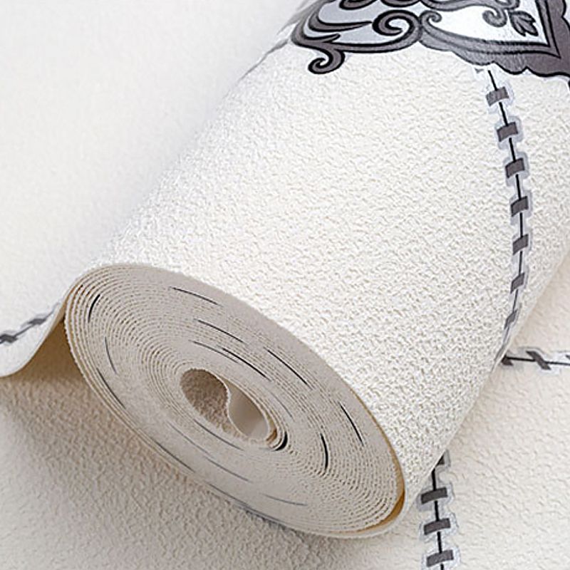 Stain-Resistant Trellis Wallpaper Flock Material Modern Style Wall Art for Living Room