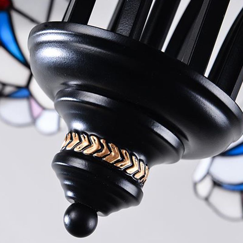 Scrolling Bran Tolorage Tanage lustre Méditerranée 3/5/8 Lumières Éclairage d'éclairage de suspension noire