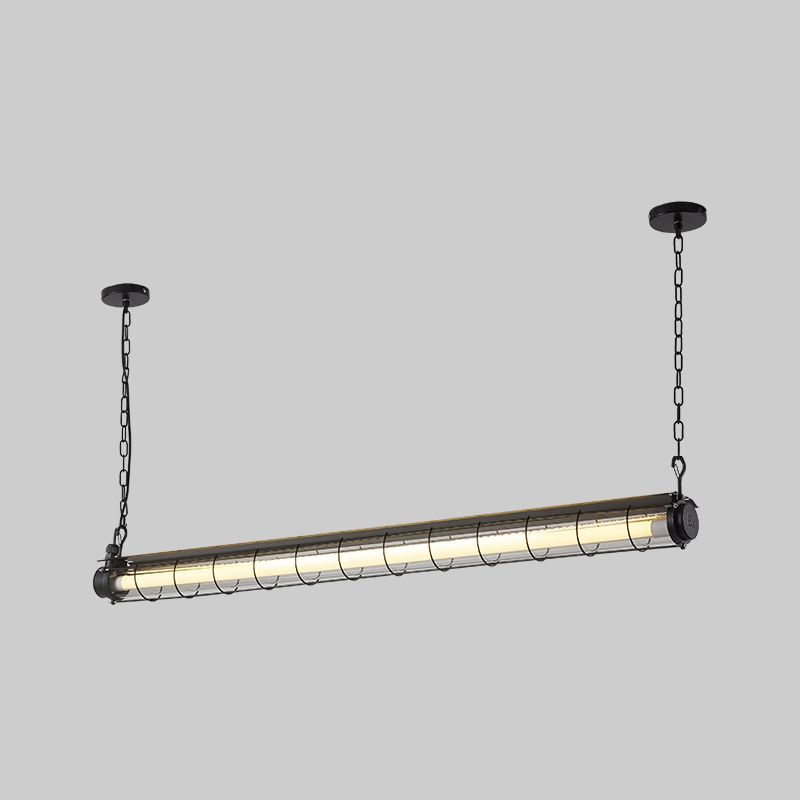 Industrial Style Iron Hanging Lamp Cylinder Shape Island Light Fixture for Living Room