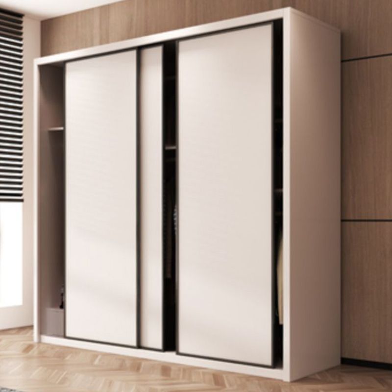 Bedroom Wooden Storage Cabinet Modern Style Armoire with Garment Rod