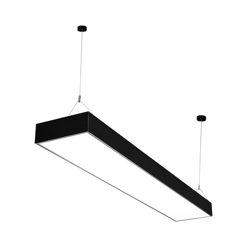 Rectangular Corridor Hanging Light Acrylic 4"/8"/10" W LED Minimalist Ceiling Pendant in Black/White